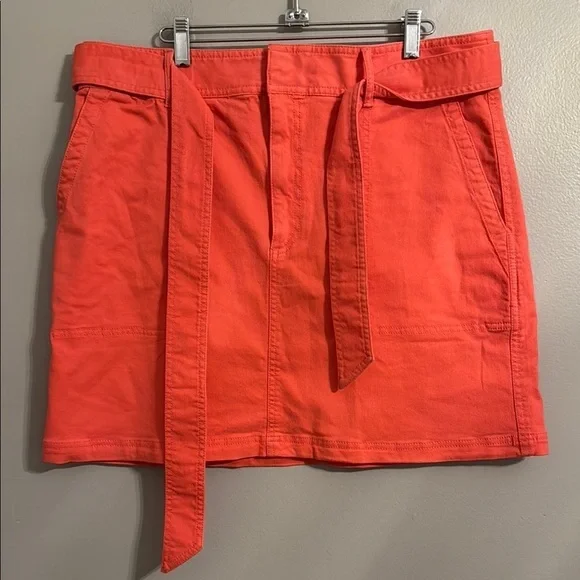 NWT LOFT Utility Pocket Skirt in 'Hothouse' Orange/Pink Size 14 - Picture 4 of 12
